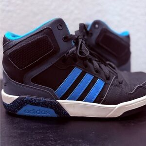 Adidas Hightop Sneakers - Size 39.5, W 8-8.5, Youth/Men 6.5 Black & Blue